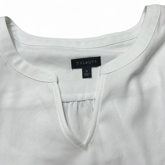 Talbots White Eyelet Embroidered V-Neck Blouse Size Small - Picture 6 of 7